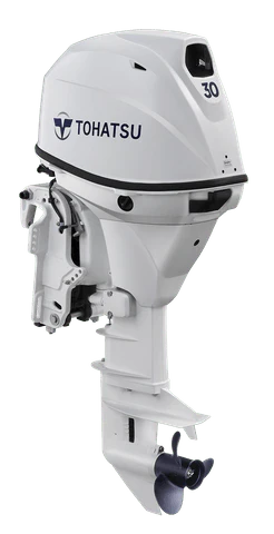 Moteur Hors-Bord 30 Cv Tohatsu BLANC Arbre Long Démarrage Electrique Barre Franche MULTIFONCTIONS Relevage Electrique
