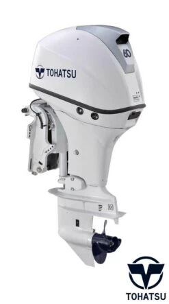 Moteur Hors-Bord 60 Cv Tohatsu Blanc Arbre Long Démarrage Electrique Barre Franche MULTIFONCTIONS Relevage Electrique